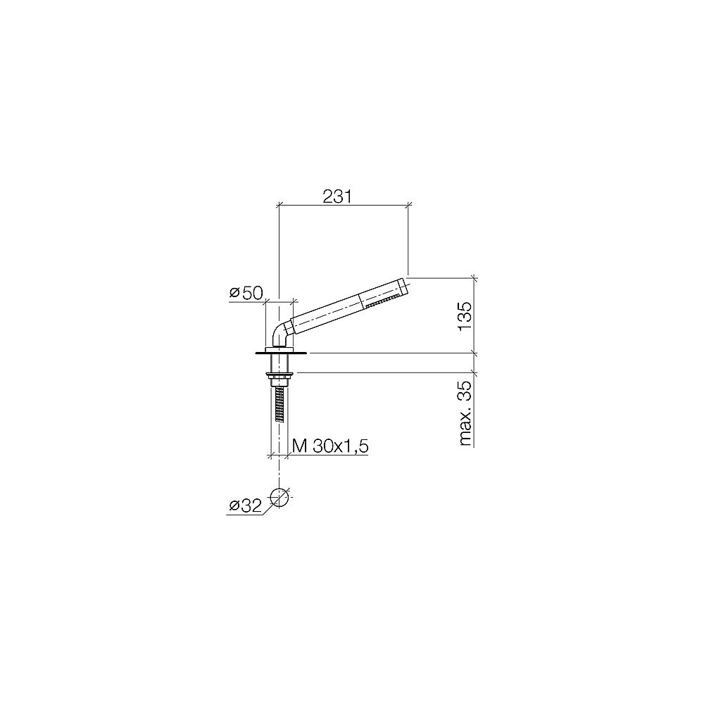 V+B by Dornbracht Schlauchbrausegarnitur L'Aura 27.702.969.00 f. Wannenrand chrom