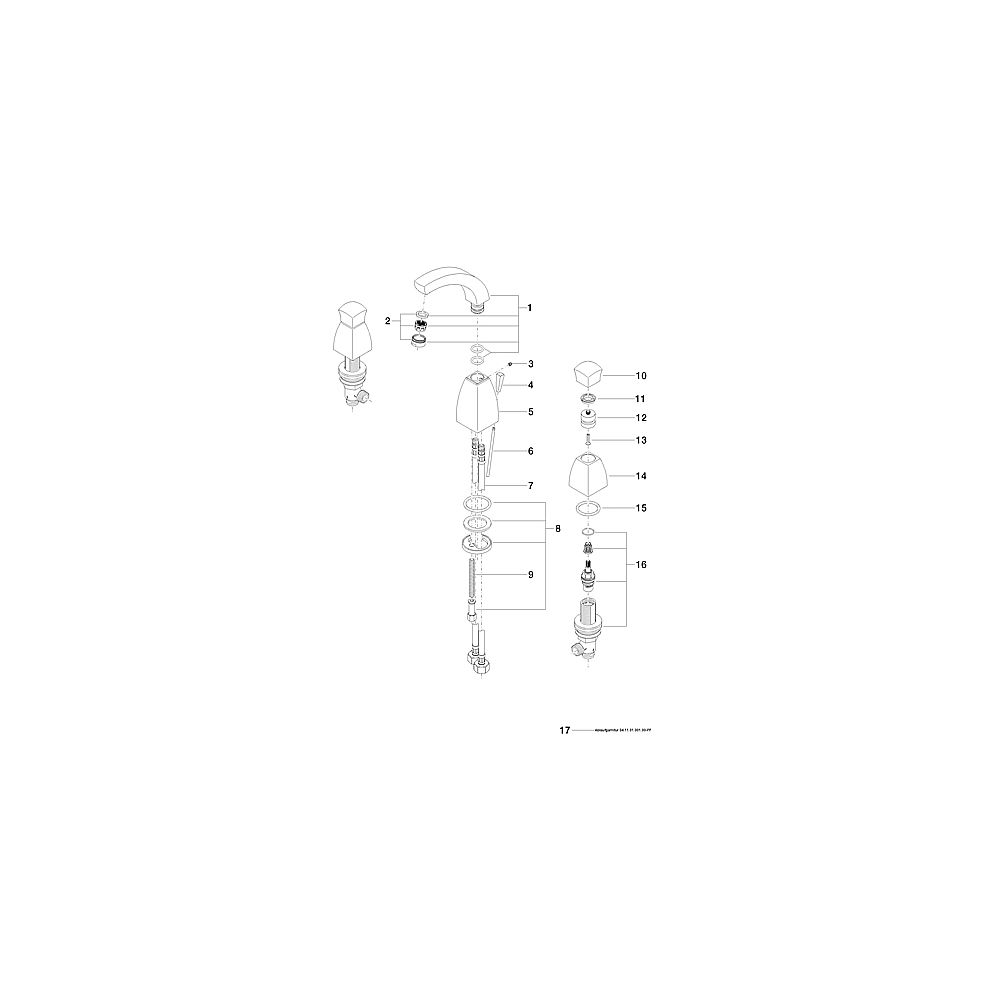 V+B by Dornbracht Square WT- Dreilochb. 125 mm Ausladung chrom 20.710.910.00