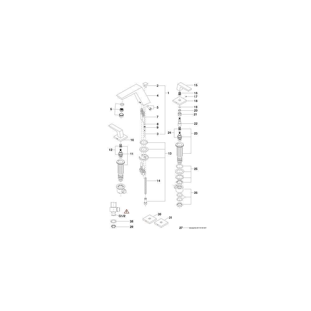 Dornbracht WT-3-Lochbatterie Supernova 20.713.732.00 chrom Auslauf mittig