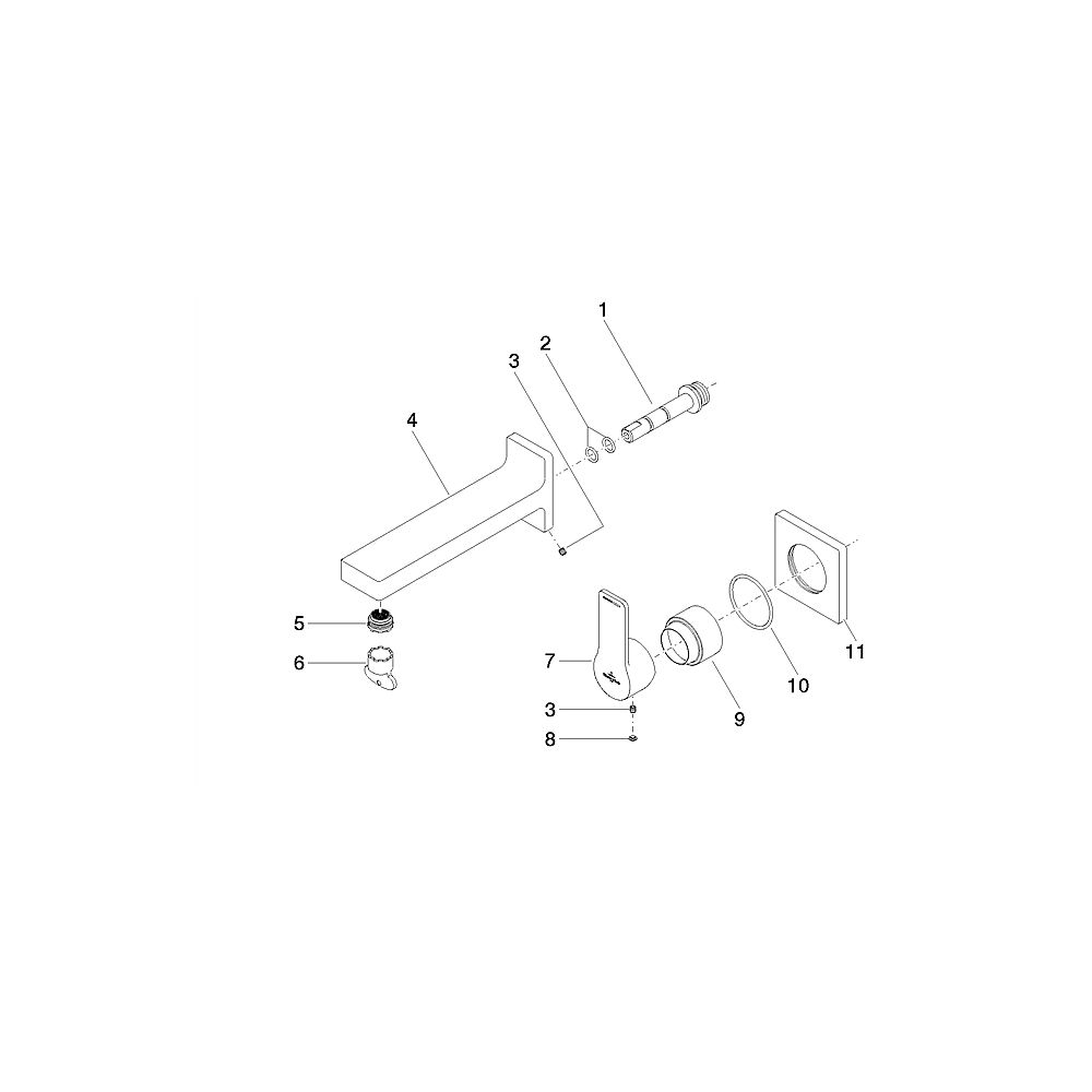 V+B by Dornbracht WT-Wandbatterie Just 36.812.965.00 Bausatz Endm. chrom 190 mm