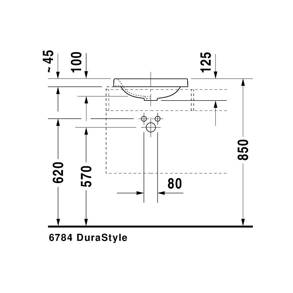 Einbauwaschtisch 430 EB v.ob.,o.ÜL,o.HLB trend4YOU 2.0    (DuraStyle)    weiß WGL