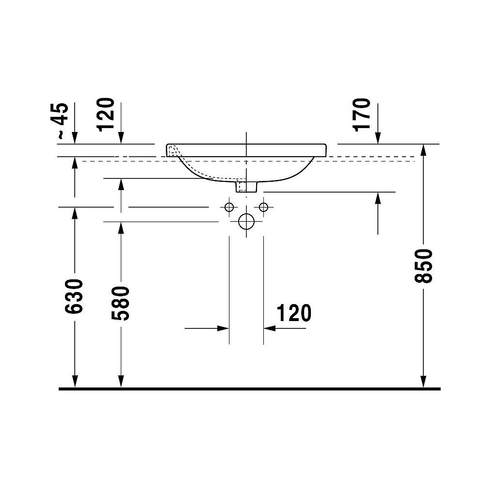 DU Einbauwaschtisch DuraStyle 560 mm EB
