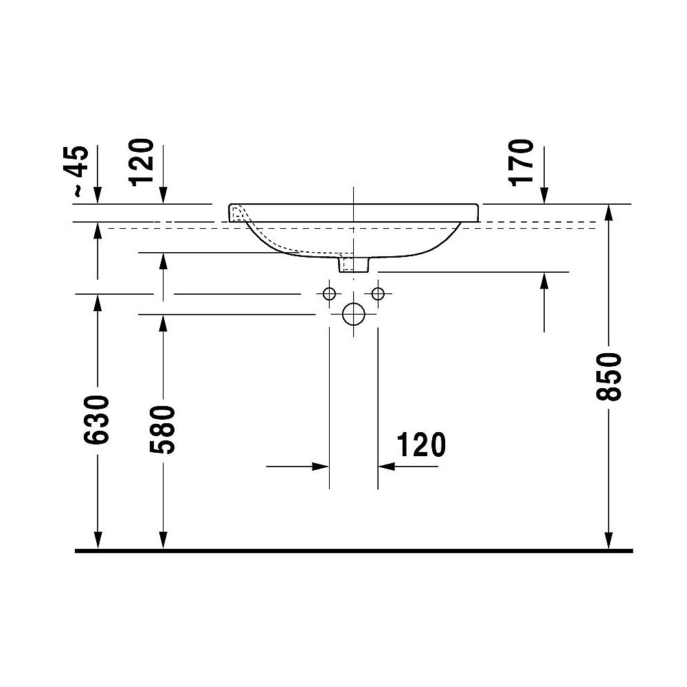 DU Einbauwaschtisch DuraStyle 615 mm EB