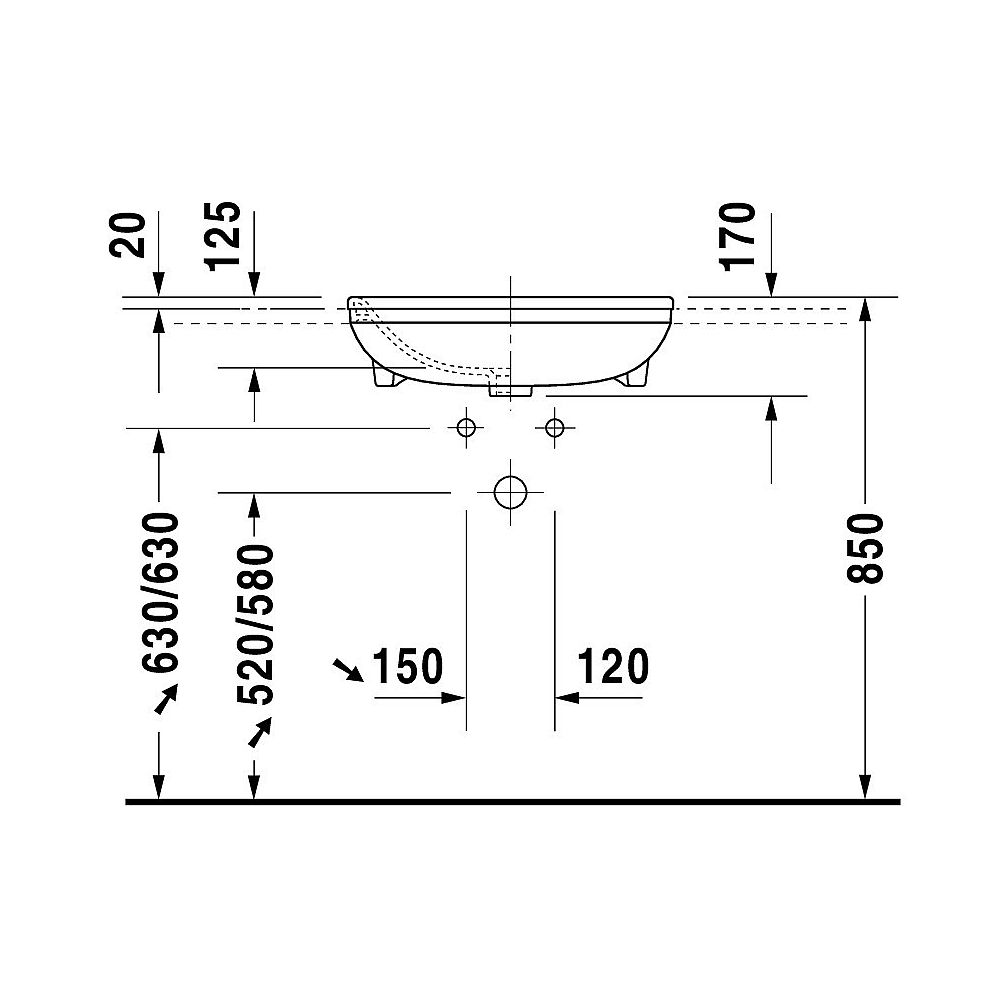DU Halbeinbauwaschtisch DuraStyle 550 mm