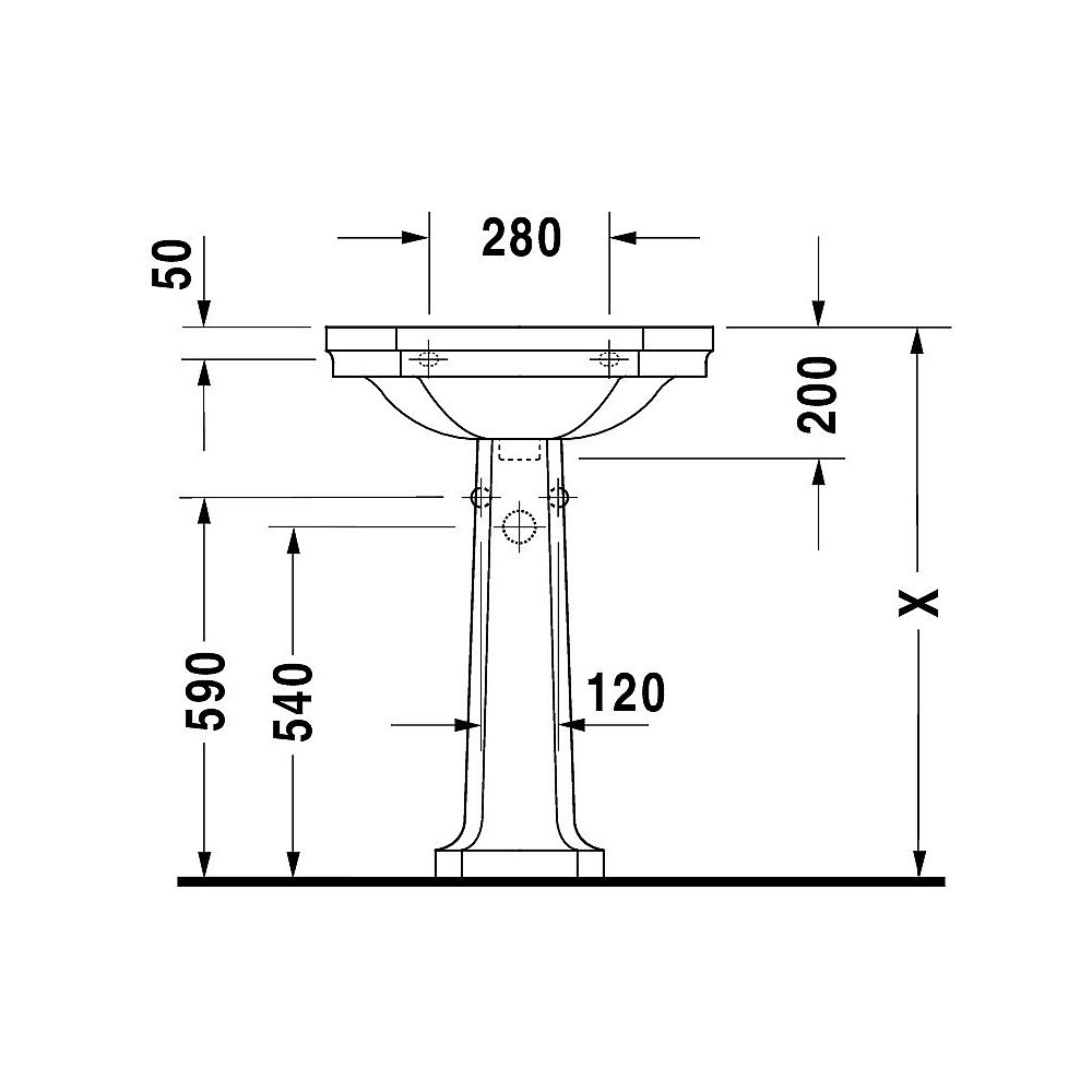 Duravit Waschtisch 1930 Nr. 0438600030 60 cm weiß 3 Hahnl. durchgest.