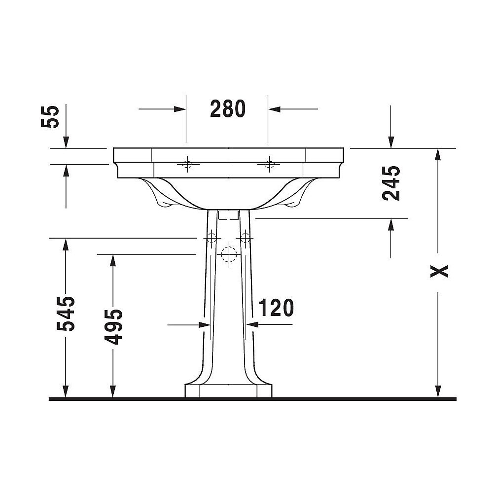 Duravit Waschtisch 1930 Nr. 0438800030 80 cm weiß 3 Hahnl. durchgest.