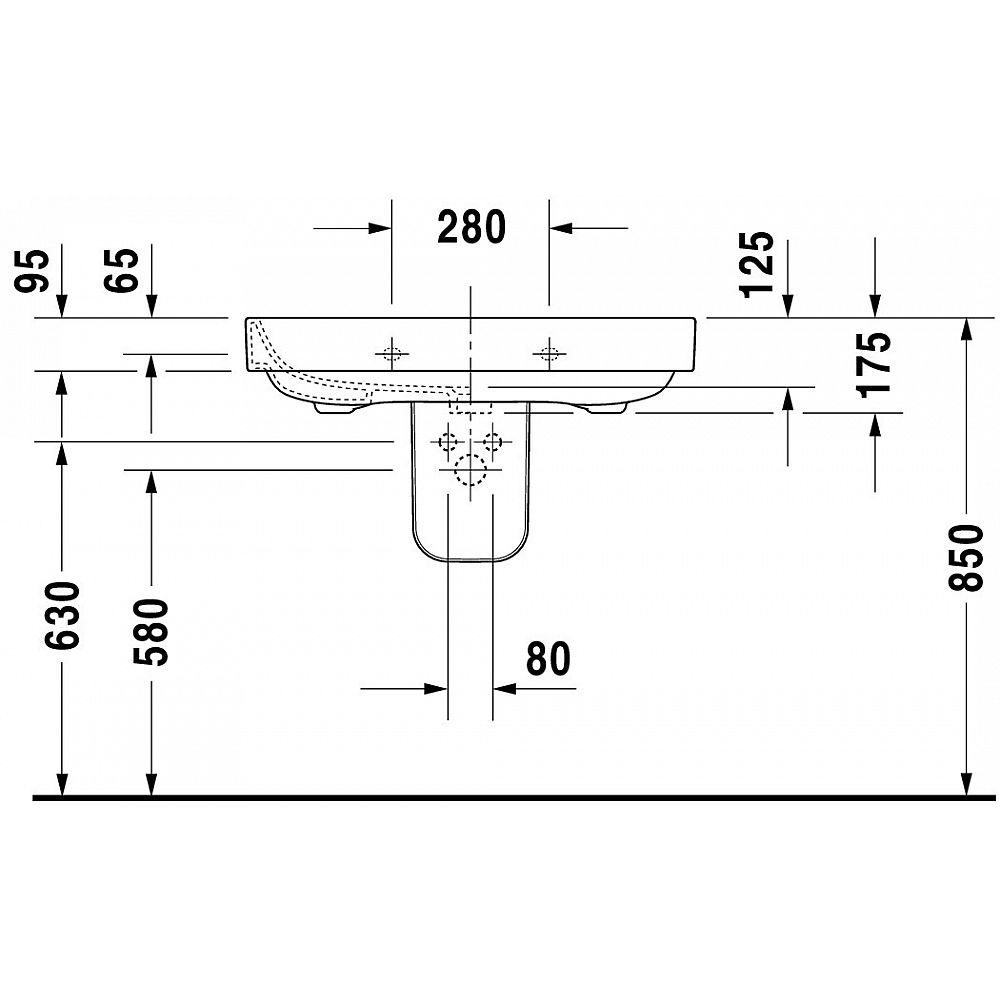 Duravit Waschtisch Happy D.2 2316800000 80 cm weiß mit Ül. 1 Hahnloch durchgest.