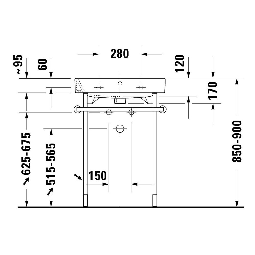 Duravit Möbelwaschtisch Happy D.2 2318600025 mit Ül. mit HLB, 3 Hl.geschl.