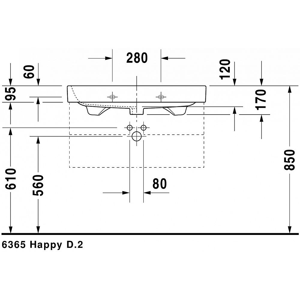 Duravit Möbelwaschtisch Happy D.2 2318800030 80 cm weiß m. Überlauf 3 Hl.