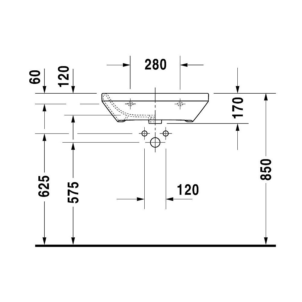 DU Waschtisch DuraStyle Med 600 mm ohne