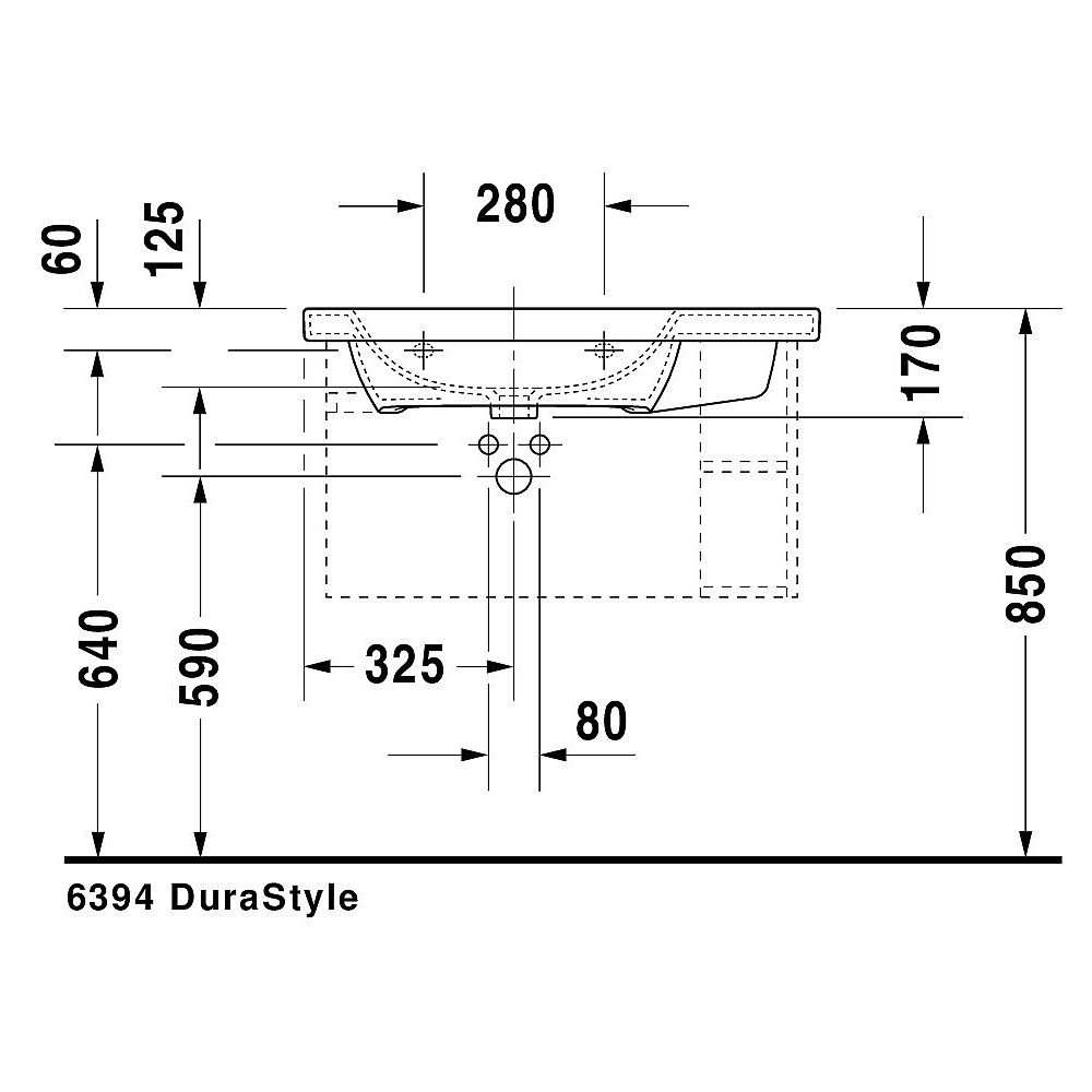 Möbel-WT 800mm m.ÜL m.HLB 3 HL Becken li trend4YOU 2.0    (DuraStyle)    weiß