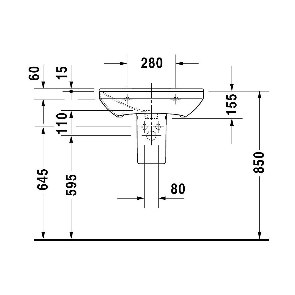 Duravit Waschtisch P3 Comforts Nr. 2331600000 60 cm weiß 1 Hahnloch