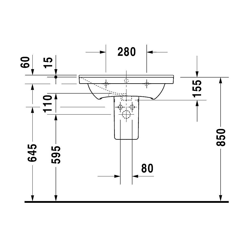 Duravit Möbelwaschtisch P3 Comforts Nr. 23326500001 65 cm weiß WGL 1 Hl.