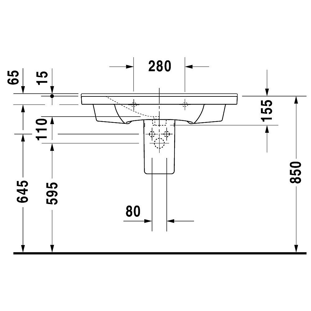 Duravit Möbelwaschtisch P3 Comforts Nr. 2332850030 85 cm weiß 3 Hahnlöcher
