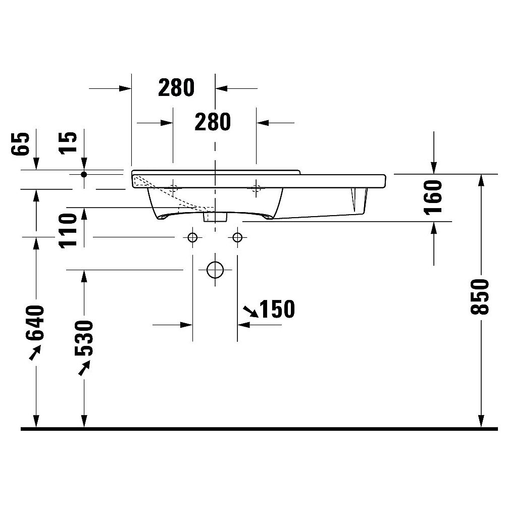 Duravit Möbel-WT P3 Comforts 23338500001 asym. 85 cm weiß WGL 1 Hl. Becken links