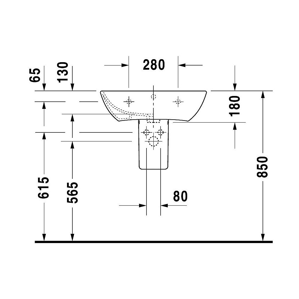 Duravit Waschtisch ME by Starck Nr. 2335600030 60 cm weiß 3 Hahnlöcher
