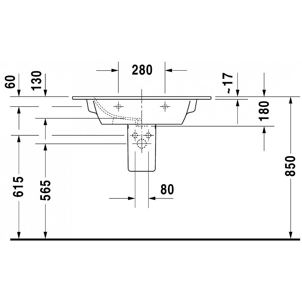 Duravit Möbelwaschtisch ME by Starck Nr. 23368300301 83 cm weiß WGL 3 Hl.
