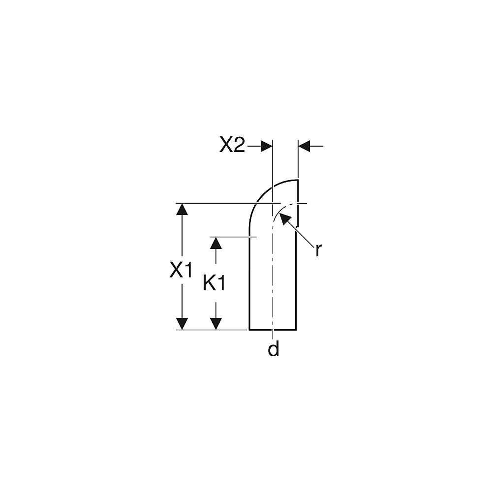 Geberit Bogen m. engem Radius geschw.