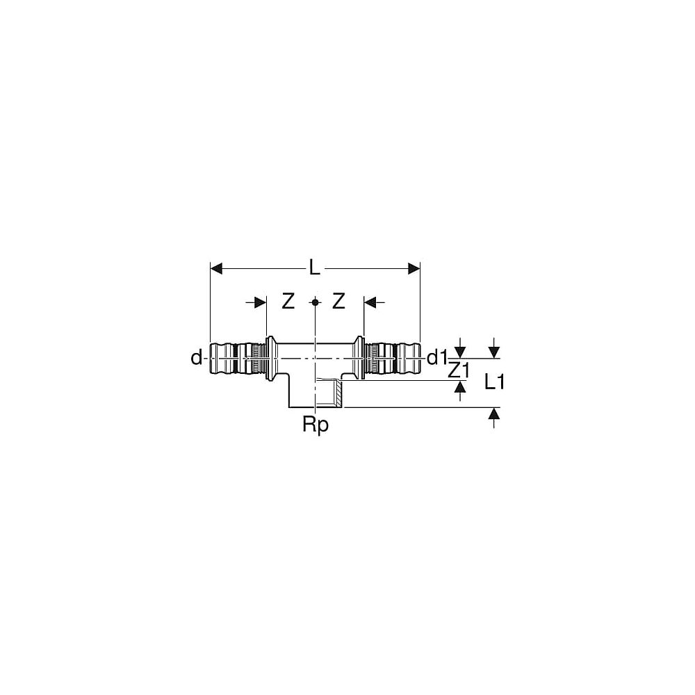 GE Mepla T-Stück mit IG Rg d40-Rp3/4-40