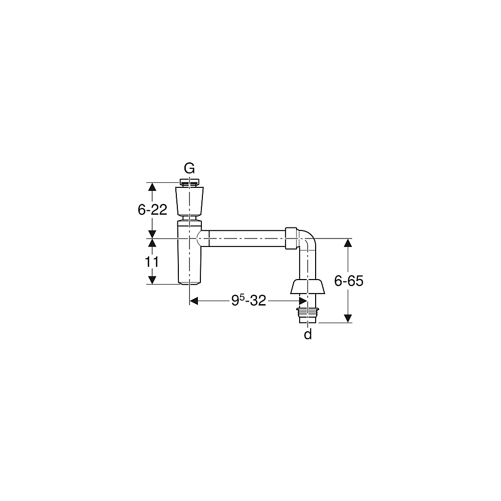 GE Tauchrohrsiphon für Waschbecken D40