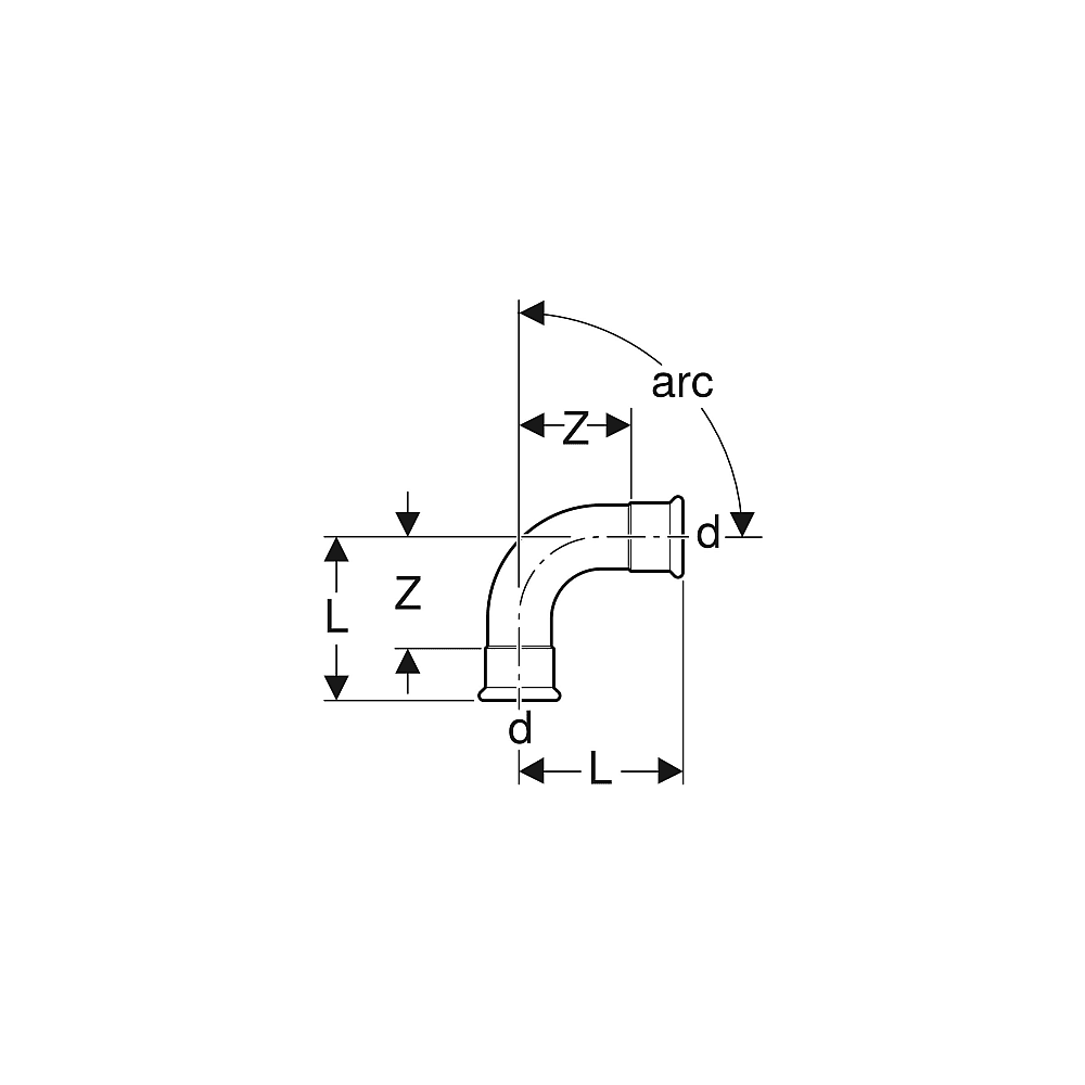 GE mapress C-Stahl Bogen Nr. 20109 90 Gr
