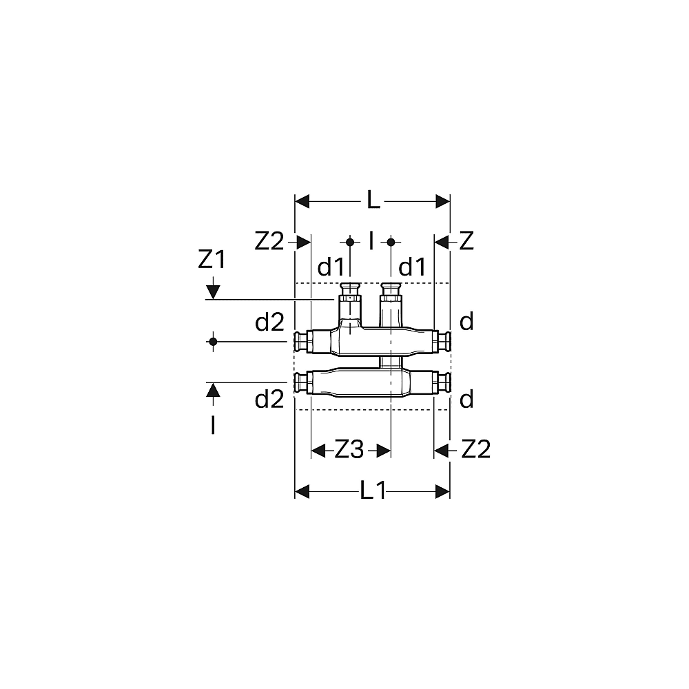 GE mapress C-Stahl Kreuzungsfitting