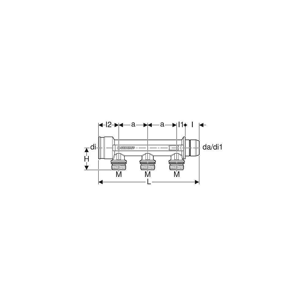 Geberit PushFit Verteiler 3-fach Mess.