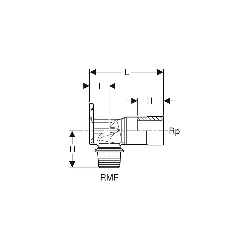 GE Anschlusswinkel 90Gr für MeplaFix