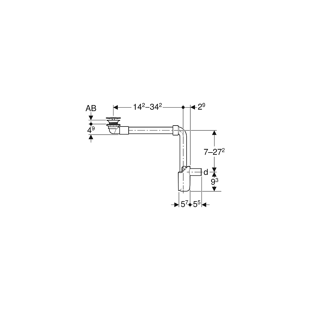GE WT Ablauf d32 Raumsparmodell mit
