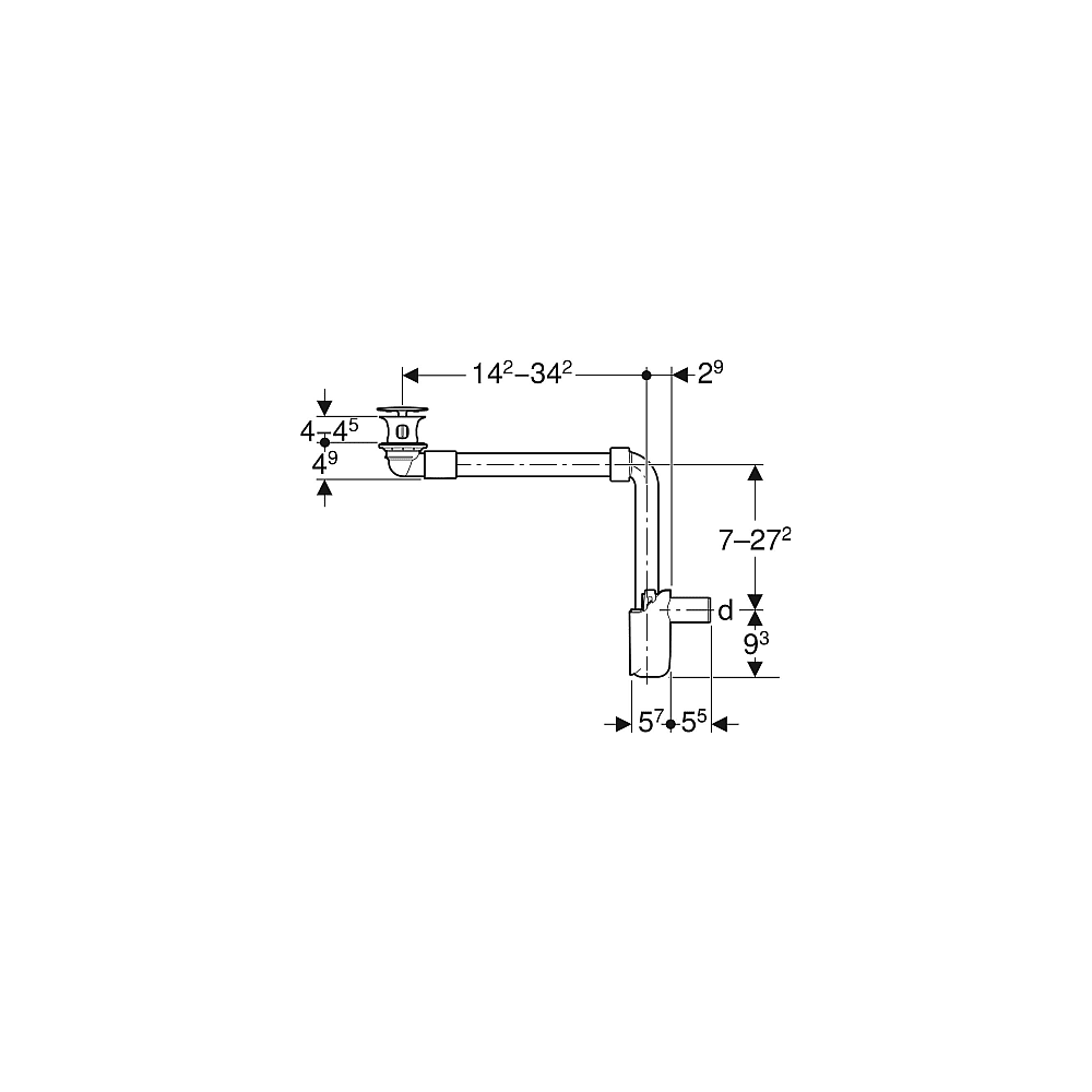 GE WT Ablauf d32/40 Raumsparmodell mit