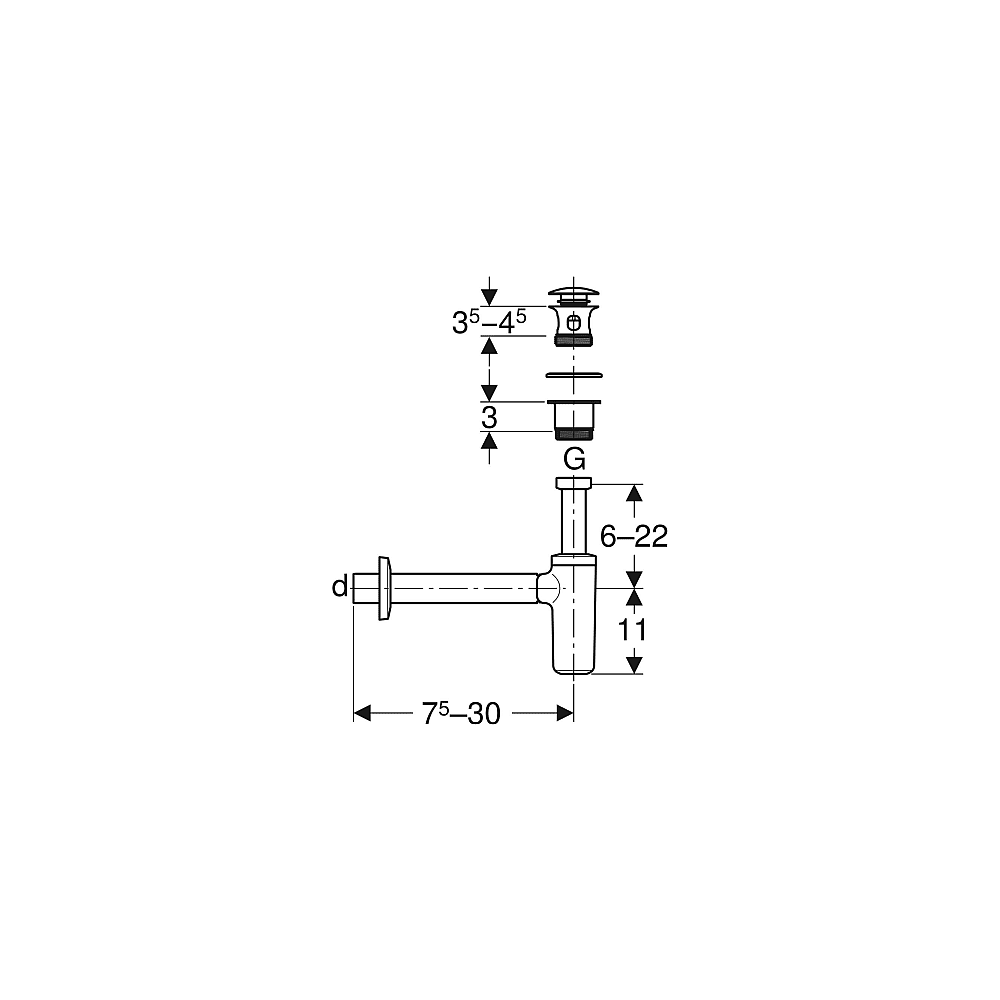 GE Waschbeckenablauf mit Siphon DN32/40