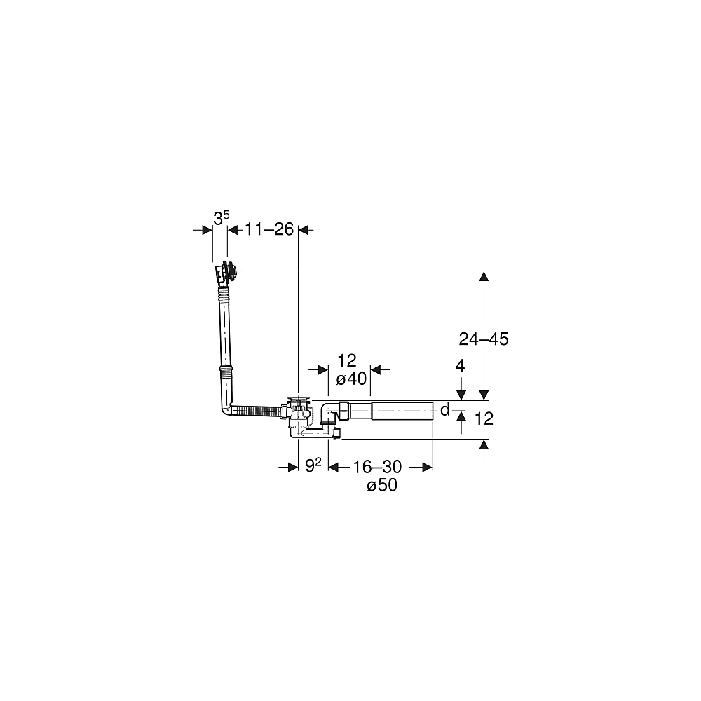 GE Badewannenablauf, d52 mit Drehbet.