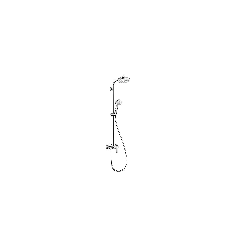 Hansgrohe Crometta 160 1jet Showerpipe 27266400 mit Einhebelmischer weiß/chrom