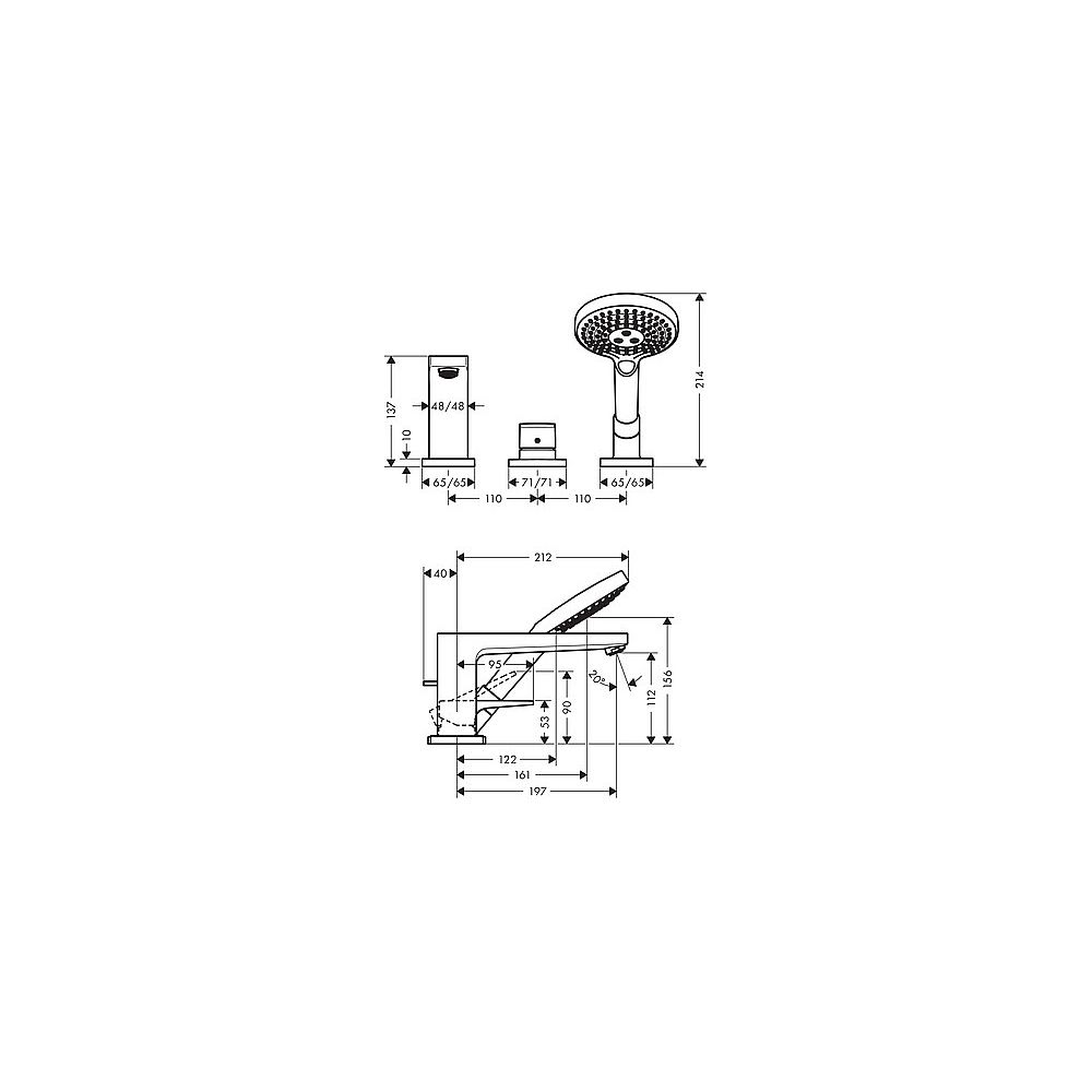 HG 3-Loch Wannenmischer Metropol F-Set