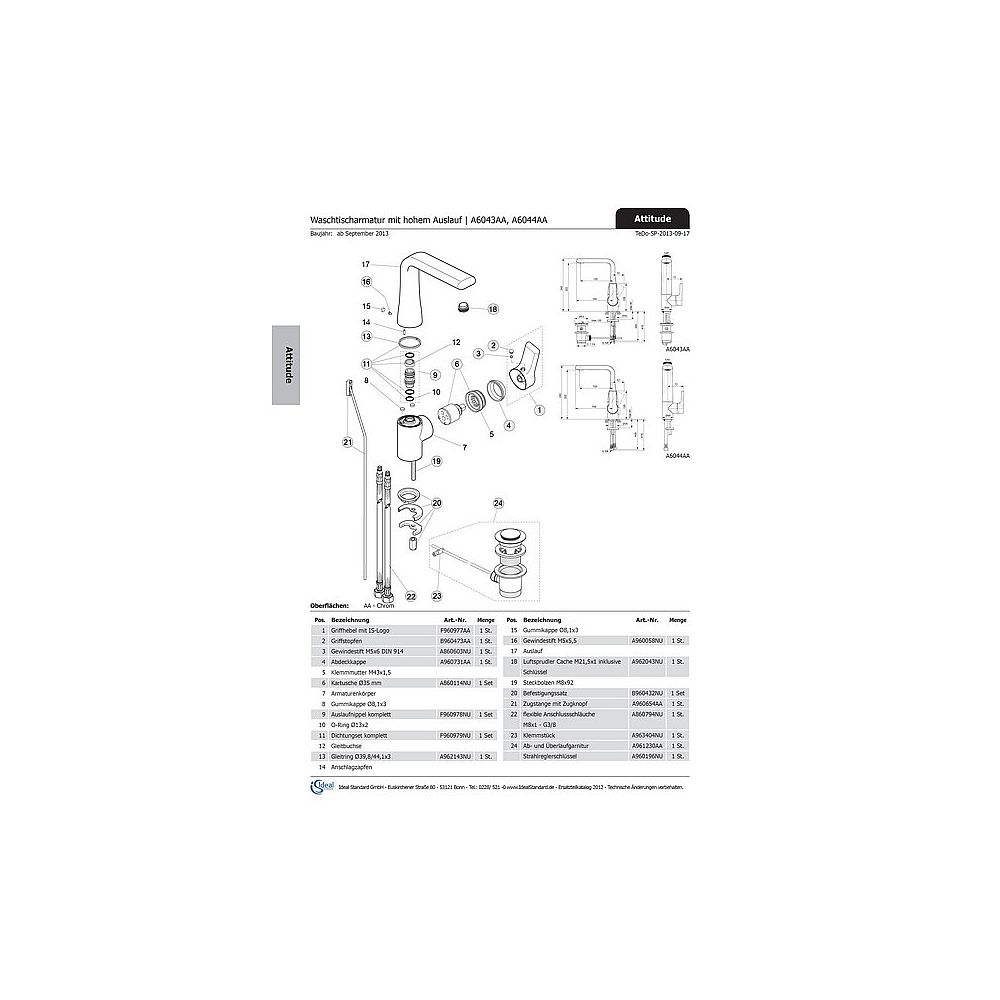 Ideal Standard Abdeckkappe A960731AA