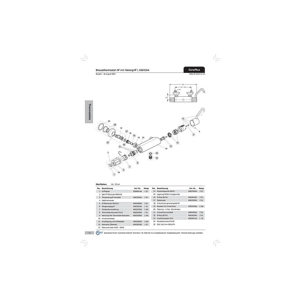 Ideal Standard Mengenregelgriff Therm.