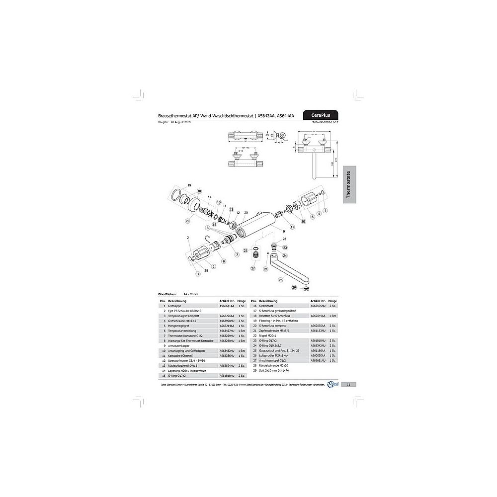 Ideal Standard Mengenregelgriff Therm.