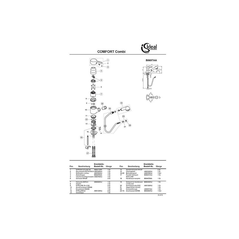 Ideal Standard Griffhebel A963719AA
