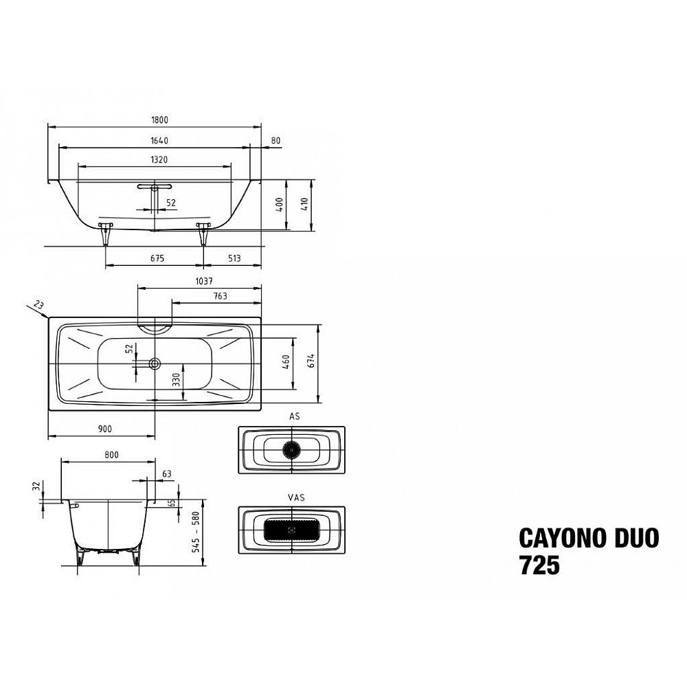 KA BW CAYONO DUO 725, 1800x800x410