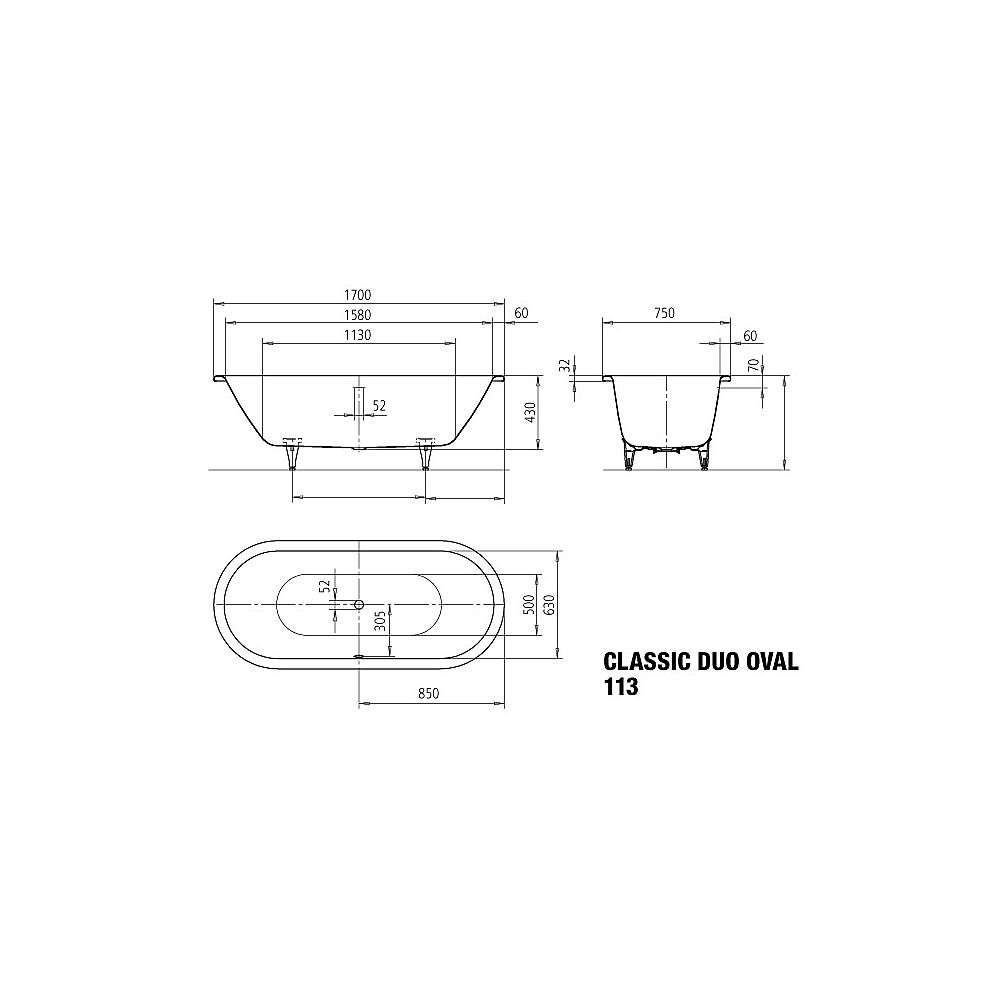 KA BW CLASSIC DUO OV 113, 1700x750x430