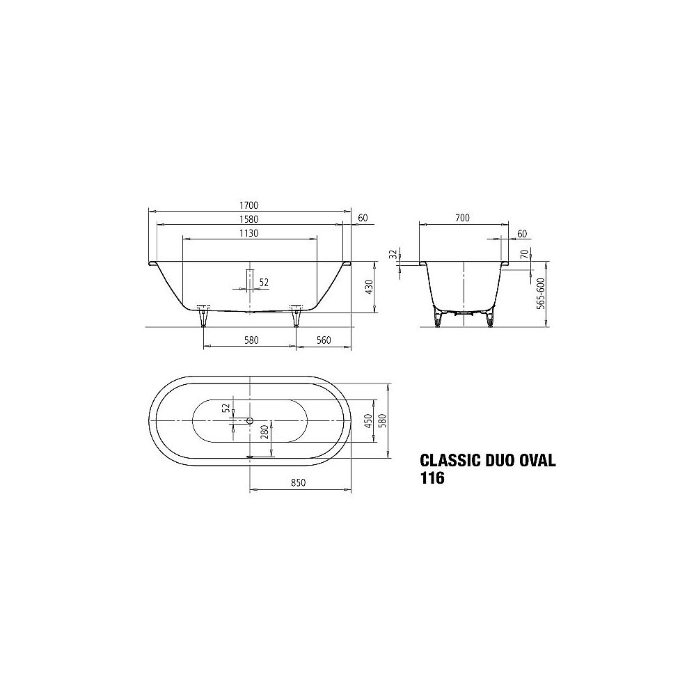 KA BW CLASSIC DUO OV 116, 1700x700x430