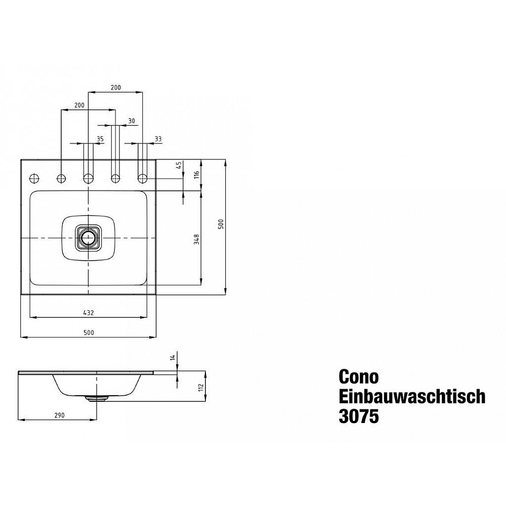 KA Einb.-WT CONO, M.3075 o.ÜL 500x500