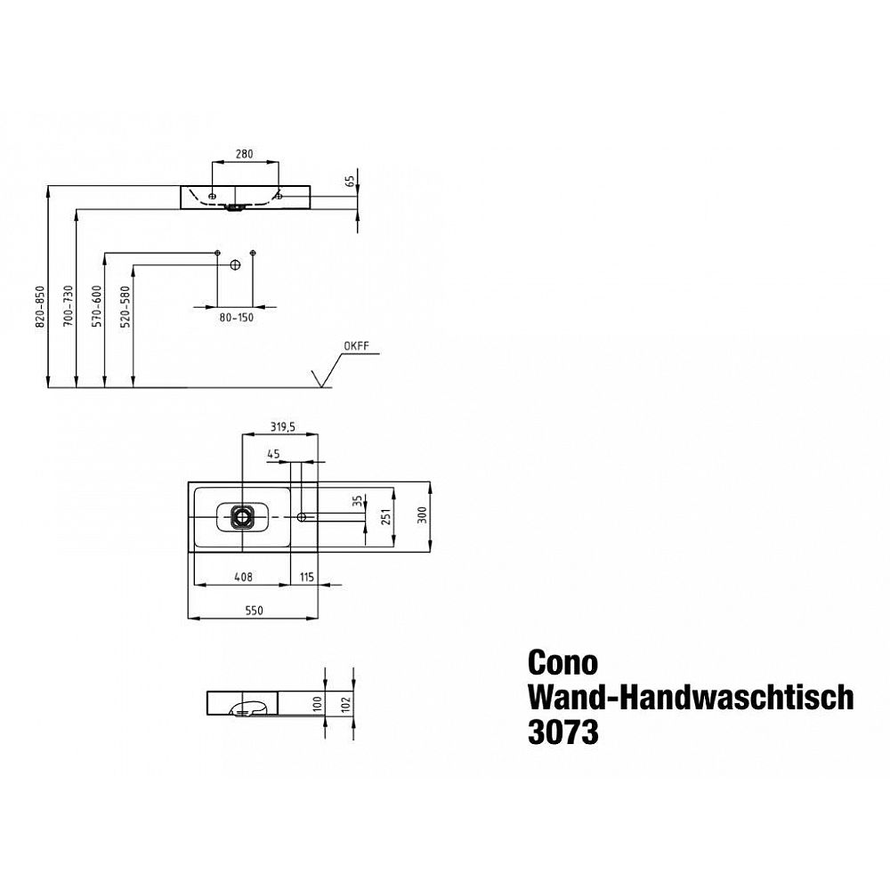 KA Wand-WT CONO, M.3073 o.ÜL 550x300