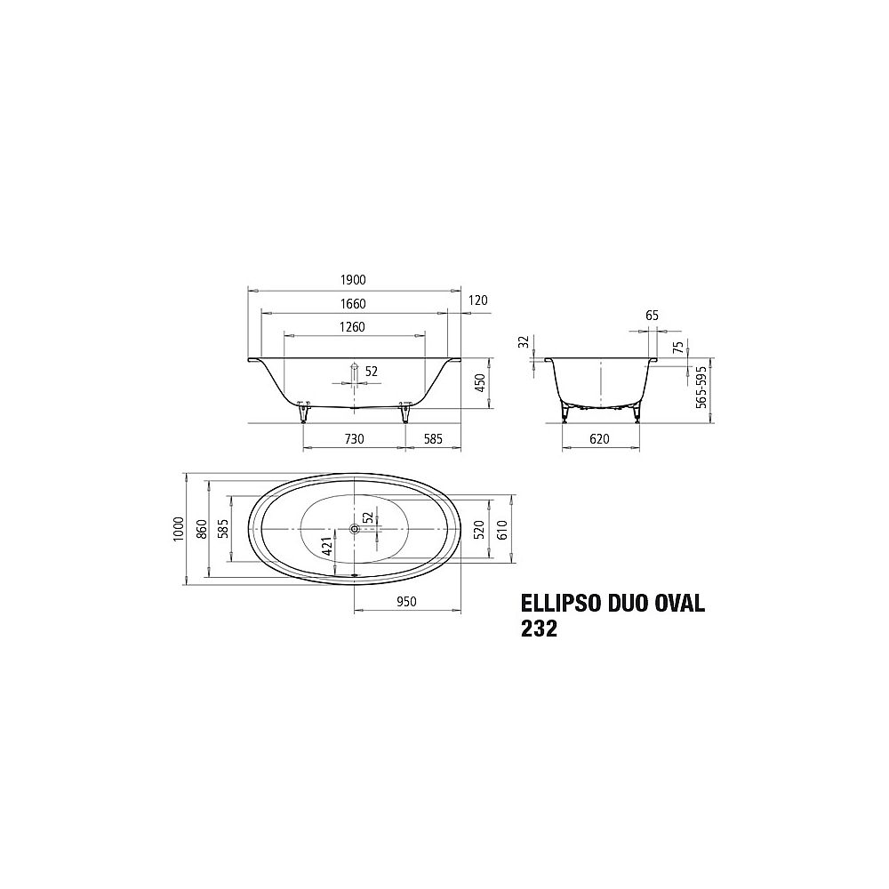 KA BW ELLIPSO DUO OV 232, 1900x1000x450