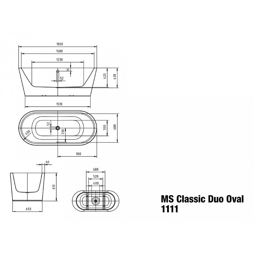 KA BW MST.CLASSIC DUO OVAL 1111,1800x800