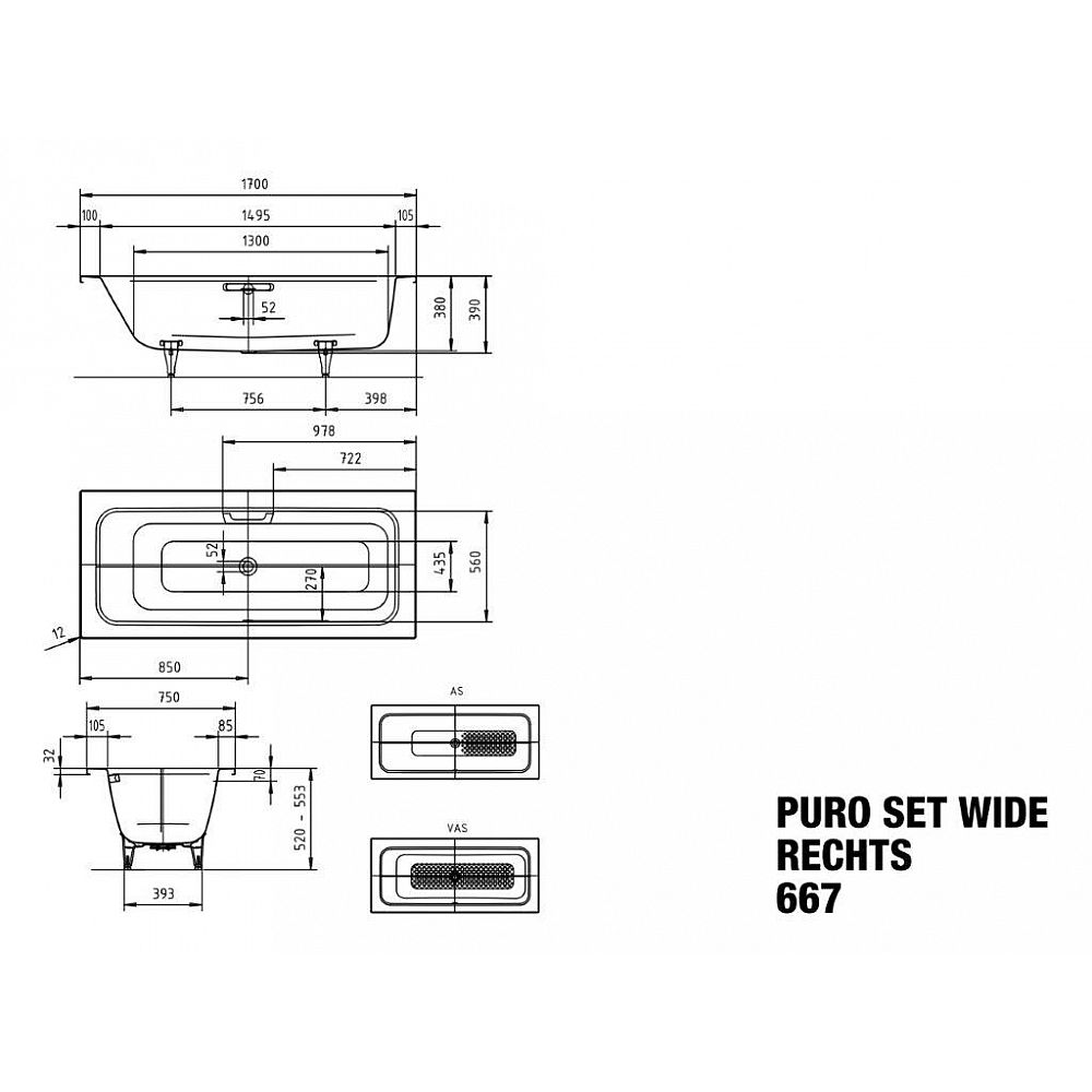 KA BW PURO SET WIDE re 667, 1700x750x390