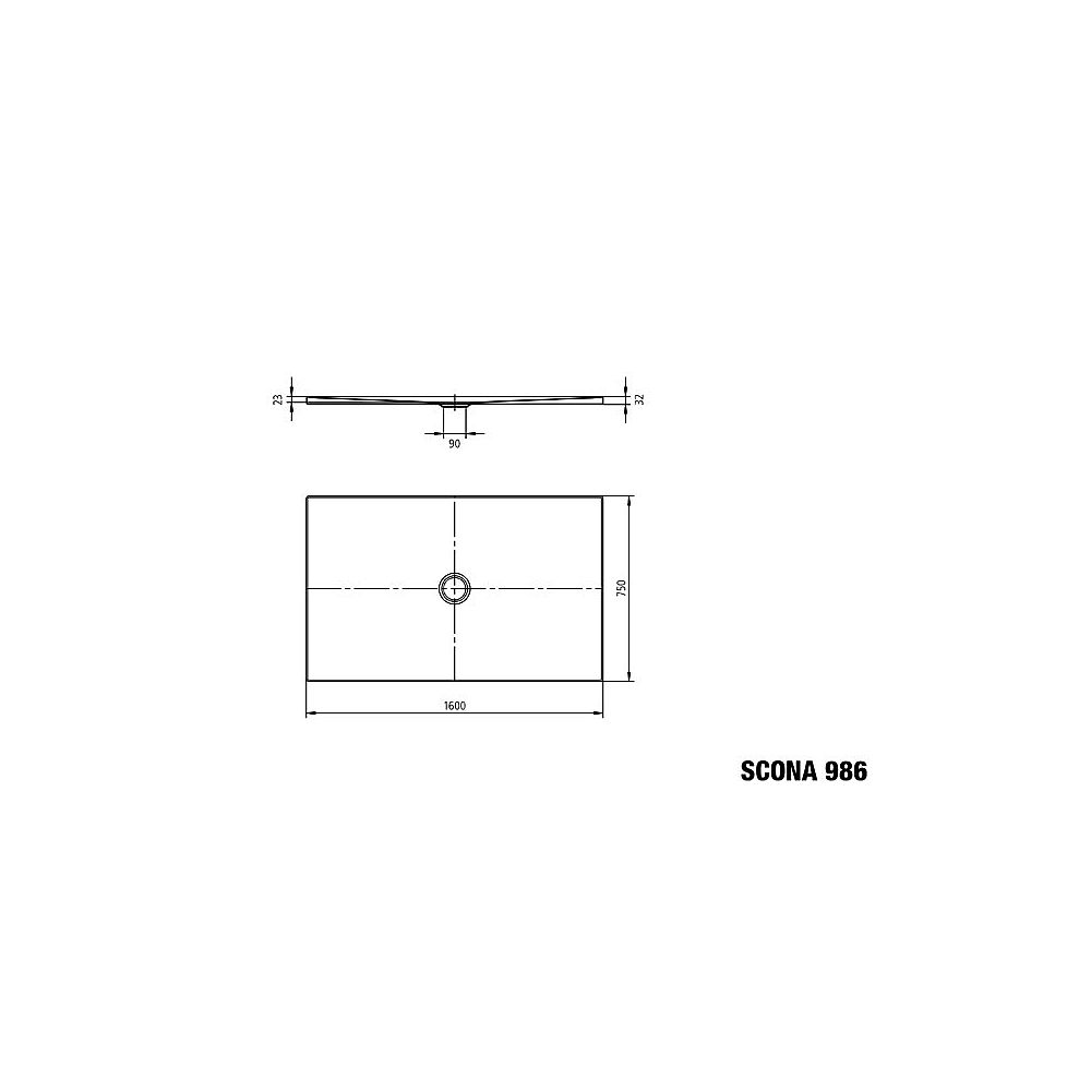 KA Duschwanne SCONA Mod.986, 750x1600x23