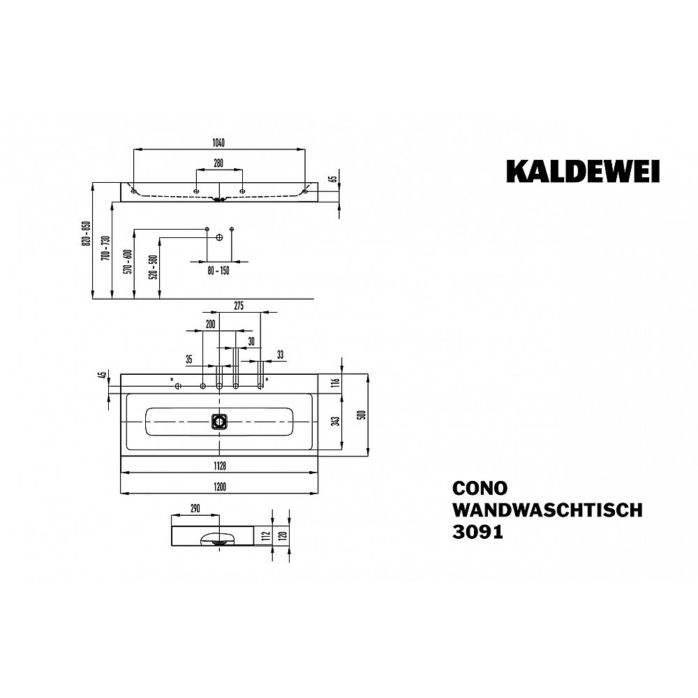 KA Wand-WT CONO, M.3091 1200x500